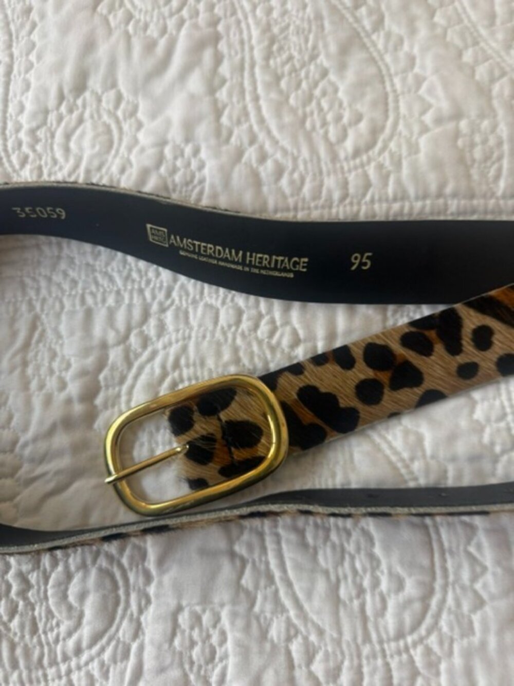 Amsterdam heritage Women's Leopard Print Cow Hair Leather Belt